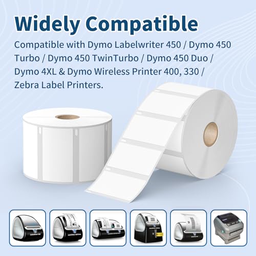 12 Rolls 12000 Labels 2-1/4" x 1-1/4" Direct Thermal Labels Compatible DYMO 30334 Barcodes Address Replacement - Tacnology Label Used with DYMO Labelwriter 450, 4XL, Rollo & Zebra Desktop Printers - color: Dm 30334 | 12rolls 12000p