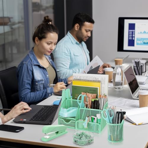 17 IN 1 Office Desk Organizer Set for Back to School Supplies Accessories - color: Green