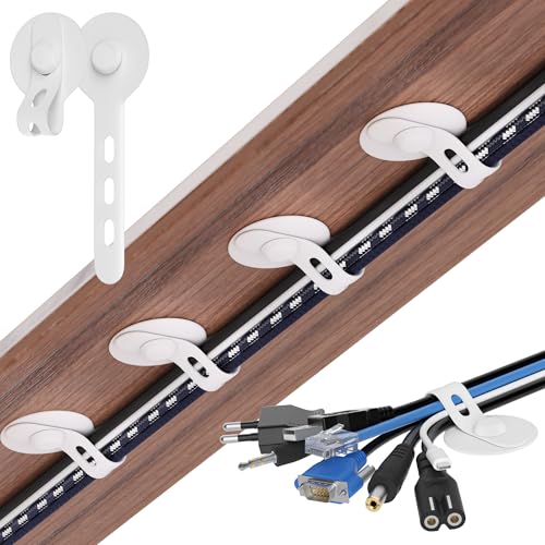 Cable Management Under Desk, Adhesive Cable Ties, 10Pack-White - color: White, size: 10 Pack
