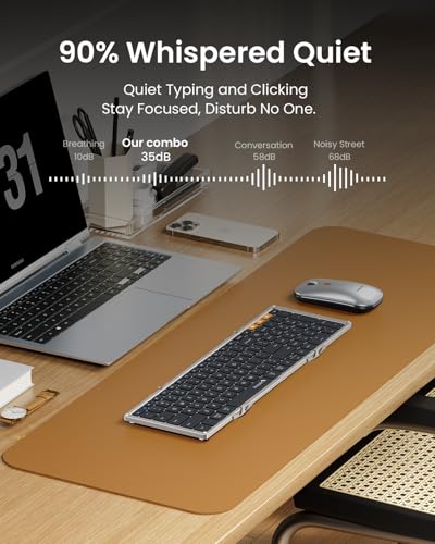 ProtoArc XKM01 Full-Size Foldable Keyboard Mouse for Travel, Black Silver - color: Black Silver