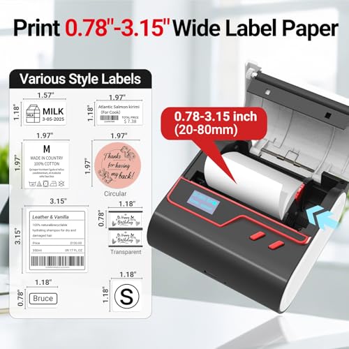 ORGBRO Label Maker Machine, Z3 Barcode Label Printer, 3 Inch Bluetooth Thermal Label Maker for Address, Small Business, Kids School Items, Large Sticker - color: Red