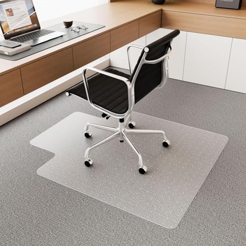 Office Chair Mat for Carpet, 53" x 45" Studded Desk Chair Mat for Low Pile Carpeted Floors, Transparent Carpet Protector Mat for Office Chairs - color: Clear, size: 45" x 53" Lip