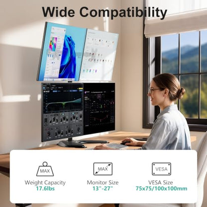 WALI 4 Monitor Stand for 13-27 inch Computer Screens up to 17.6lbs,Adjustable Quad Monitor Mount, Free Standing 4 Monitor Mount Full Motion with Tilt, Rotation, VESA Mount 75/100mm (MF004), Black - size: Quad, style: Free-Standing