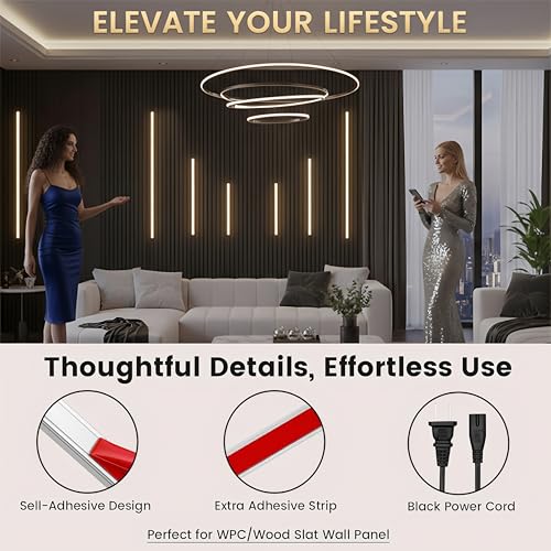 6-Lights LED Recessed Lighting Wall Panel Lights,Self-Adhesive Wood Slat Wall Panel Strip Light,4000K Touchable Switch Dimmable LED Aluminum Channel lamp,Under Cabinet Light(39in+31.5in+23.6in) - color: 6-Lights