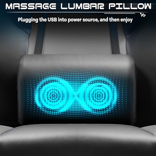 Gaming Chair for Adult, Computer Chair with Footrest Video Game Chair Big and Tall Gaming Chair with Massage Lumbar Support, Adjustable Height and 360° Swivel Seat(Grey) - color: Grey