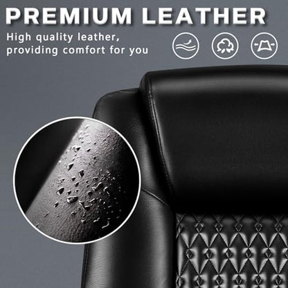 LEMBERI Home Office Executive Desk Chair, High Back PU Leather Chair, Height Adjustable Swivel Computer Chair with Padded Armrest (Black) - color: Black