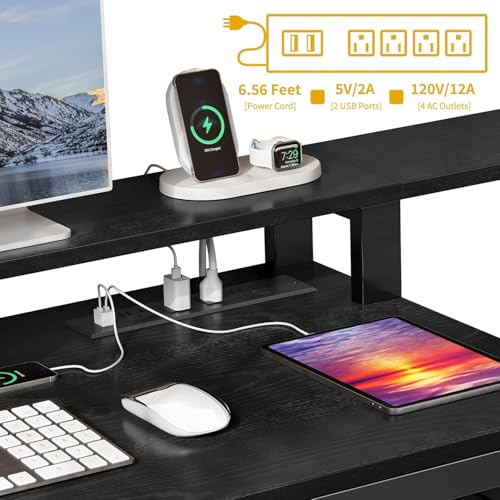 DWVO L Shaped Desk with Drawers