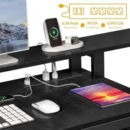DWVO L Shaped Desk with Drawers