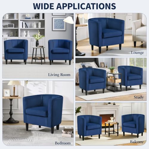 Yaheetech Barrel Accent Chairs Set of 2, Modern Armchairs, Blue | Soft Velvet Chair with High-Density Foam Seat, Upholstered Barrel Sofa Chair for Living Room Bedroom Waiting Room - color: Blue, size: Set of 2