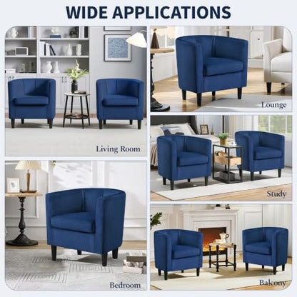 Yaheetech Barrel Accent Chairs Set of 2, Modern Armchairs, Blue | Soft Velvet Chair with High-Density Foam Seat, Upholstered Barrel Sofa Chair for Living Room Bedroom Waiting Room - color: Blue, size: Set of 2