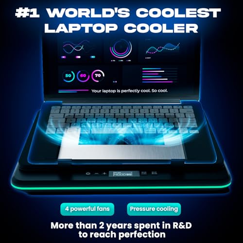 KLIM Turbofrost Gaming Laptop Cooling Pad, 16,000 RPM, RGB, USB-C/DC
