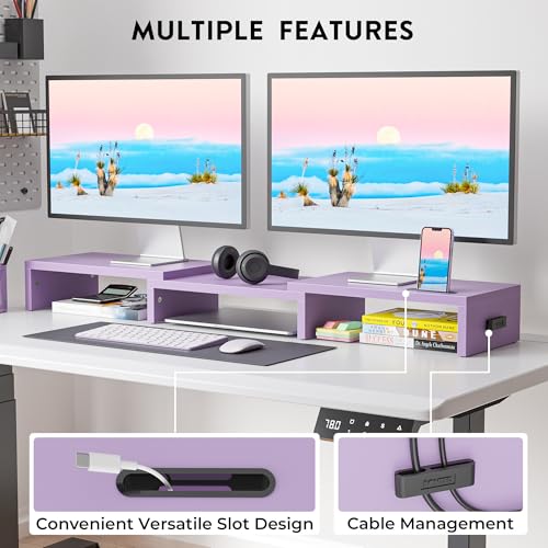 BONTEC Dual Monitor Stand Riser, Adjustable Length & Swivel Angle, Purple - color: Purple, size: 42.5 in