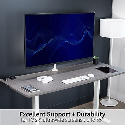 VIVO Ultra Wide TV Desk Mount for up to 55 inch Screens Weighing 66 lbs, Full Motion Height Adjustable Single Television Stand, White, STAND-V155CW - color: White, size: up to 55" screens