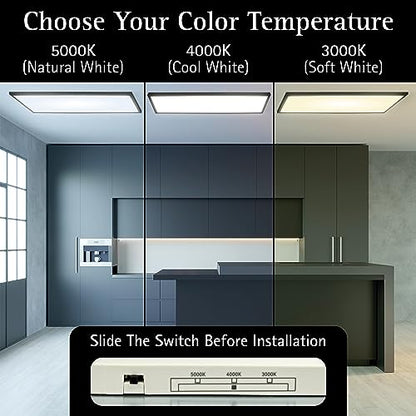 UltraLux 1x4 Surface Mount LED Panel TRIAC Dimmable 3CCT Matte Black 1Pk | 3000 lumens, 120-degree beam, CRI>80, aluminum build, damp-rated, fits junction boxes, over 50,000 hours, 5-year warranty - color: Matte Black, size: 1X4 (1 Pack)