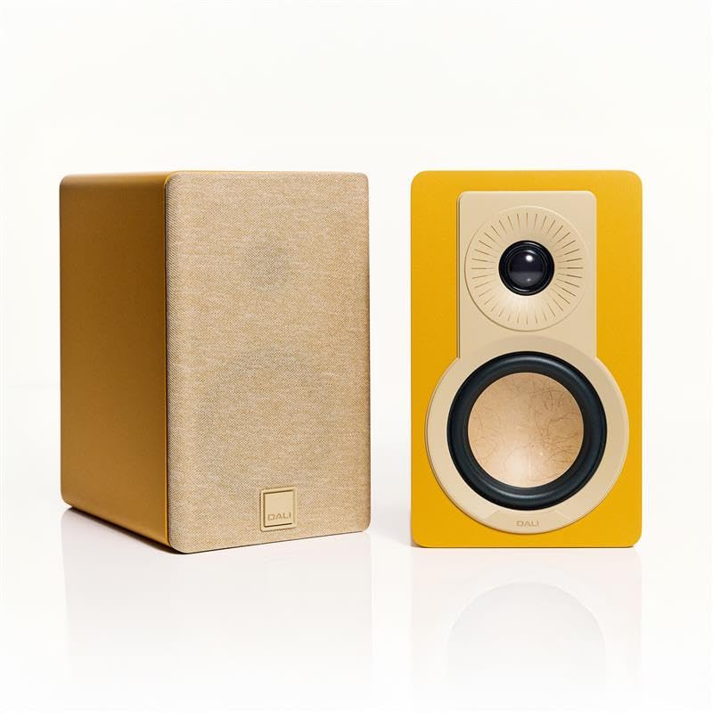 DALI KUPID Premium Compact Passive Hi-Fi Bookshelf Speakers, 2-Way Design with 4.5" Woofer & 1" Tweeter, Includes Wall Mount (Pair) (Golden Yellow) - color: Golden Yellow