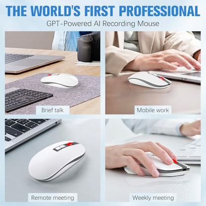 AI Mouse, AI Voice & Audio Recorder, AI Real-Time Transcription, Translation & Summarization, Ergonomic Presenter Remote, for Office Remote Work High-Performance Device