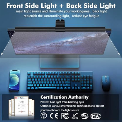 Monitor Light Bar, Ra90 Computer Monitor Lamp for Eye Caring, USB Reading Lamp Task Lamp, Dimmable Light Bar with Memory, No Glare Space Saving Home Office 16.20" 1-Pack - size: 16.20-INCH