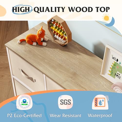 WLIVE 7 Drawer Dresser TV Stand, Entertainment Center, Media Console Table with Metal Frame and Wood Top for TV up to 45 inch, Chest of Drawers for Bedroom, Living Room, Cream White - color: Cream White