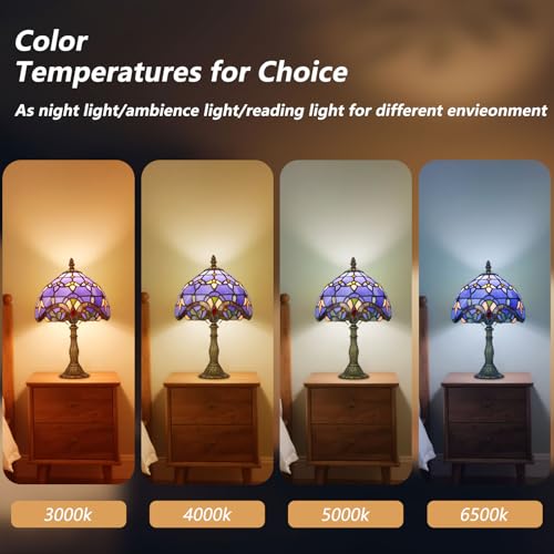 8 Inch Small Tiffany Style Table Lamp with Remote Control, Blue Baroque - color: Blue Baroque