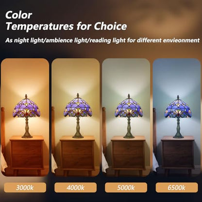 8 Inch Small Tiffany Style Table Lamp with Remote Control, Blue Baroque - color: Blue Baroque