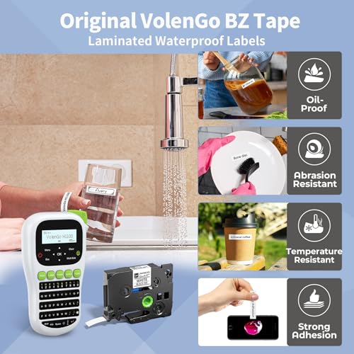 H1100 Label Maker, Labeler Machine with 4 Tapes 12mm Laminated | Backlit Handheld Labeling Maker, Portable Label Printer for Home, Waterproof Removable Freezer Food-Labels for Jar/Containers - color: White, style: Label maker with 4 Tapes