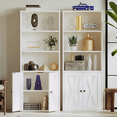 IRONCK Industrial Bookshelves and Bookcases with Doors and Shelves - color: Industrial White