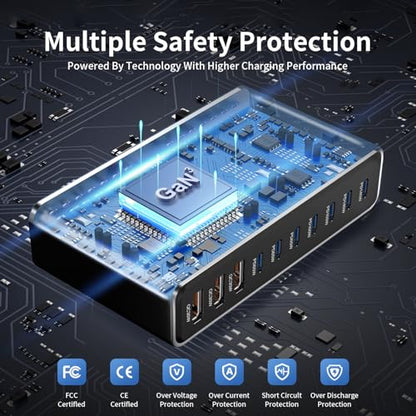 765W 10-Port GaN 3 Desktop Charging Station for Phones, Tablets, Laptops, Smartwatches & Earphones - Home, Office & Travel Compatible - size: 765WGaN3