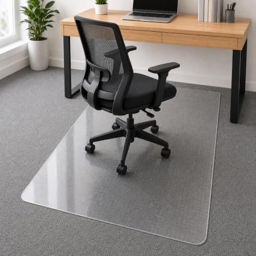Clear Office Chair Mat 36" x 48" for Low-Pile Carpet | Clear PVC With Anti-Slip Studs, Ideal for Home Offices, Workspaces and Gaming Setups, Smooth Surface Supports Daily Rolling - size: 36" x 48" (for low-pile carpet)