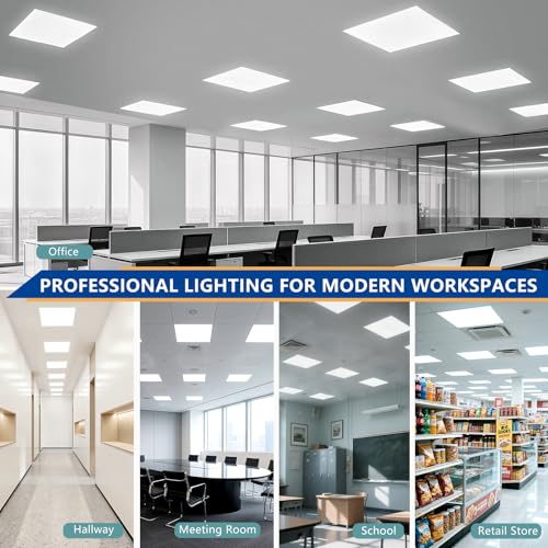 2x2 LED Panel Light 6Pack,Up to 6000 Lumens,AC120-277V | 5Power Options (20–40W),4CCT Choices (3000–5000K),0-10V Dimmable,ETL&DLC for Office Commercial Drop Ceiling - size: 2x2-6Pack