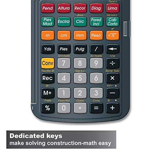 Calculated Industries 4054 Construction Master 5 Calculator | en Español, Feet-Inch-Fraction, For Carpenters, Construction Calculator with all Spanish labeling - style: CM5 en Espanol