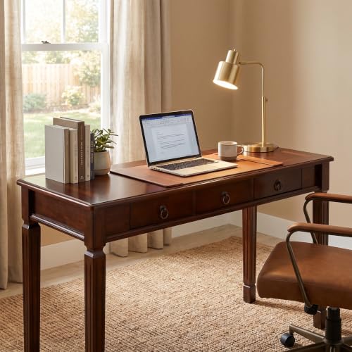 Solid Wood Writing Desk with 3 Drawers, 47"W Large Secretary Table - size: 47.2"W