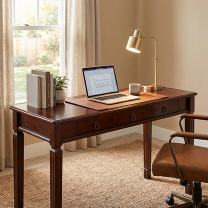 Solid Wood Writing Desk with 3 Drawers, 47"W Large Secretary Table - size: 47.2"W