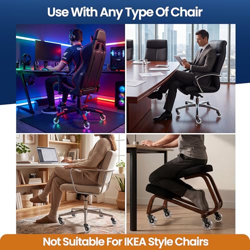Office Chair Wheels Set of 5 – 3 Inch Roller Blade Wheels Office Chairs, Office Chair casters Desk & Gaming Chair – Quiet for Carpet, Hardwood & Wood Floors - Not for IKEA