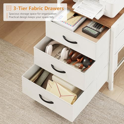 63" L Shaped Desk with Bookshelf, Drawers and Hutch for Home Office - color: Brown and White, size: 63" L Shaped Desk