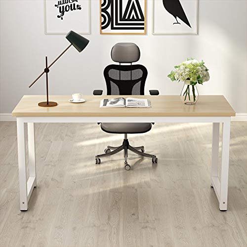 Tribesigns Computer Desk, 63 inch Large Office Desk Computer Table Study Writing Desk Workstation for Home Office, Walnut - color: Walnut+white, size: 63*23.6 inch