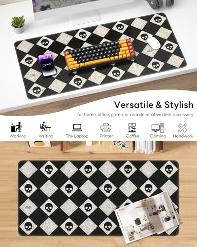 Mouse Pad 31.5x15.7in Large Desk Mat Non-Slip for Office - color: Cute Skulls, size: 31.5" x 15.7"