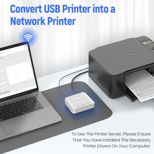 LP-N110W Wireless Print Server for USB Printer, Easy USB Sharing and Stable Network Printing Compatible with Windows, macOS, for Home Office