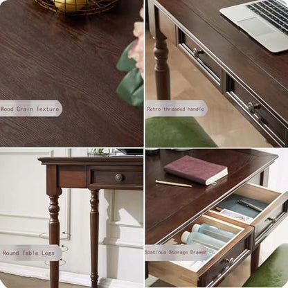 Walnut Writing Desks with Drawers, 47" French Country Style - color: Walnut, size: Standard-47 inches