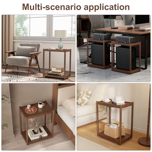 AQIMUELE Solid Wood Mobile PC Stand Floor Computer Tower AV Cart with Casters for Gaming PC Tower Stand, Large Printer Stand, Under Desk Printer cart Mobile Printer Table with Wheels for Home Office