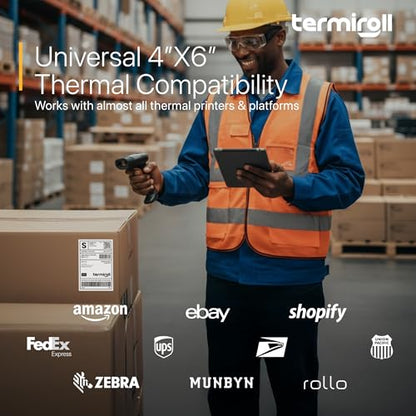 4x6 Thermal Shipping Labels Roll – 350 Precision Cut Direct Thermal Labels, Commercial Grade Strong Adhesive, Compatible with Rollo, Zebra, MUNBYN & iDPRT Printers - size: 4x6 - 1 Roll | 350 Labels
