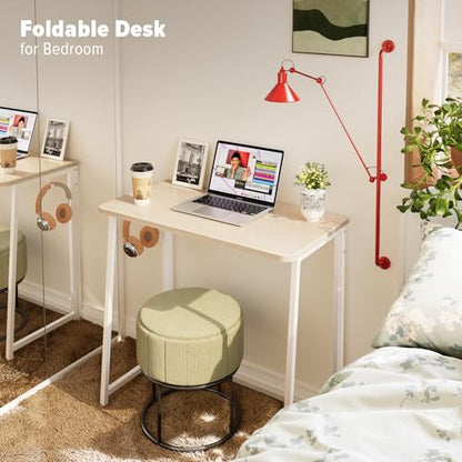 WOHOMO Folding Desk, 31.5" Foldable Computer Table for Small Spaces, Oak - color: Beige, size: Small Size:31.5 x 15.7