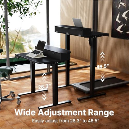 HUANUO 32" X 21" Electric Standing Desk with 2 Drawers, C-Clamp Mount Compatible, Height Adjustable Computer Desk, Home Office Stand Up Desk with 4 Preset Heights & 2 Hooks, Black - color: Black, size: 32" X 21"