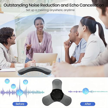 Conference Speaker and Microphone 360° Voice Pickup USB Bluetooth Speakerphone for Home Office & Meeting Room