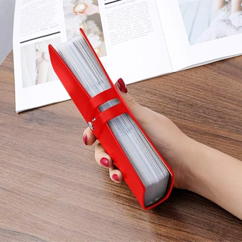 RFID Credit Card Holder, Leather Business Card Organizer with 96 Card Slots, Credit Card Case for Managing Your Different Cards and Important Documents to Prevent Loss or Damage (Red) - color: Red