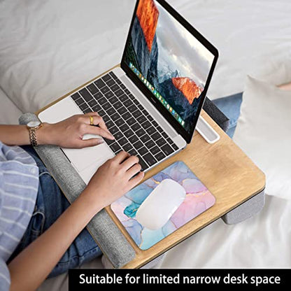 Audimi Small Mouse Pad 6 x 8 Inch, Mini Mouse Pad Thick for Laptop Wireless Mouse Home Office Travel, Portable & Washable (Colorful Marble) - color: purple pink gold ink