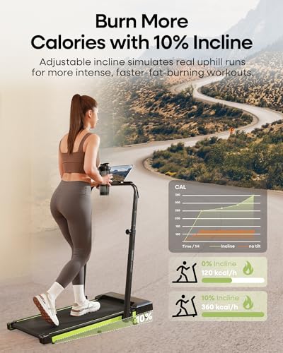 Walking Pad Treadmill with Incline and Height Adjustable Handle Bar | Small Foldable Treadmills for Home,3.0HP Under Desk Walking Pad,300lbs Capacity,Compact Quiet for Apartment Office