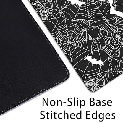 Black Spider Web Desk Pad Mouse Pad,Large Gaming Bat Mouse Mat with Stitched Edges,Non-Slip Waterproof Rubber Base Mousepad for Office Work Home Desk Mat(27.5X11.8 in) - color: Spider Webs and Bats