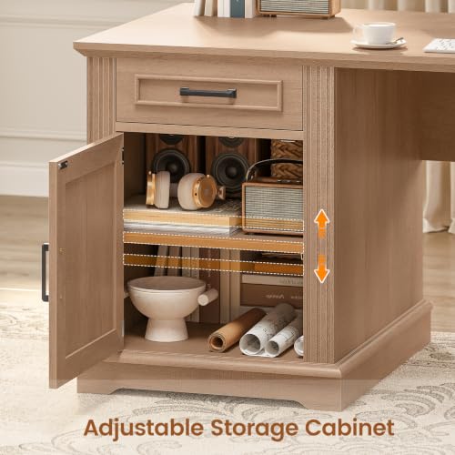SEDETA 69" Executive L Shaped Computer Desk with 4 Drawers, Storage - color: Oak, size: L Shaped Desk