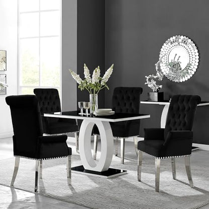 LOULENS Velvet Dining Chairs Set of 2, Dining Chairs with Arms, Black | Upholstered, High Back, Tufted, Luxurious, Stainless Steel Leg, for Kitchen & Dining Room - color: Black, size: 2 PCS