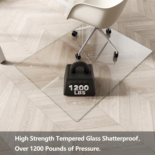 Koonmi Chair Mat for Carpet, Tempered Glass 36"x46" Office Chair Mat, Glass Chair Mats Protector with Rounded and Polished Edges, Ideal for Hardwood Floor, Carpet, Office, Desk, Rolling Chair - color: Transparent, size: 36"x46"